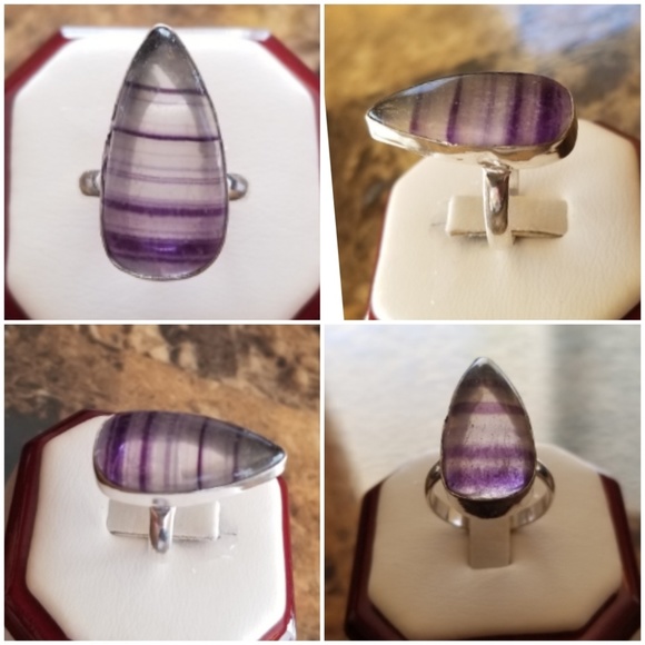 Genuine 8ct Natural Fluorite Ring Size 8 - Picture 3 of 6